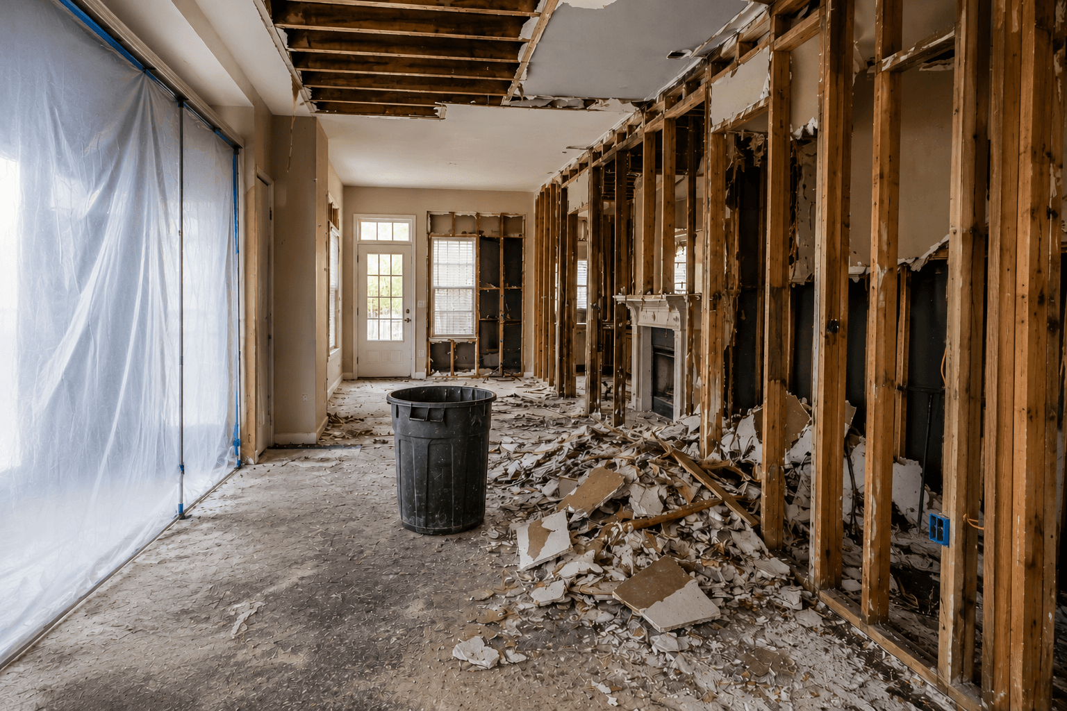 Interior demolition after property damage